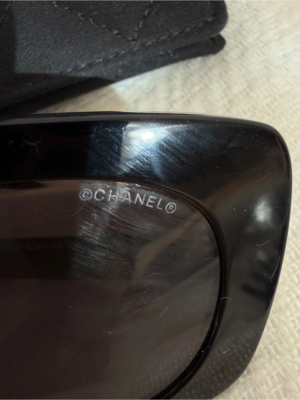 Chanel Black Cat-Eye Sunglasses with Quilted Case
